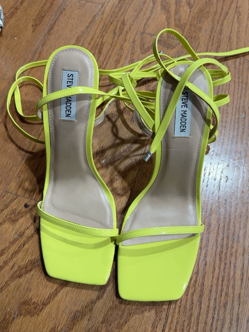 Steve Madden Neon Lace-Up Square-Toe Sandals